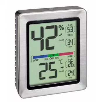 TFA Dostmann EXACTO digitalni termo-higrometer srebrn 30.5047.54.K