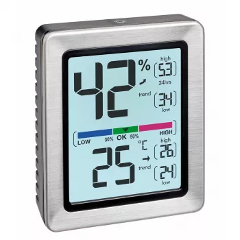 TFA Dostmann EXACTO digitalni termo-higrometer srebrn 30.5047.54.K
