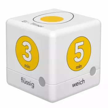 TFA Dostmann Cube Timer digitalno časomerilo za jajca, belo-rumeno (38.2041.07)