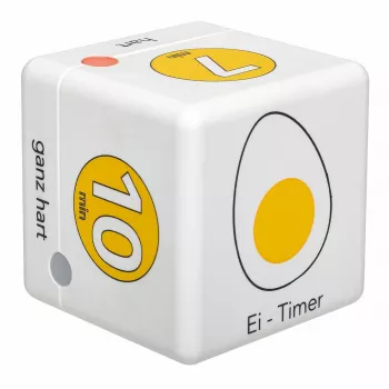 TFA Dostmann Cube Timer digitalno časomerilo za jajca, belo-rumeno (38.2041.07)