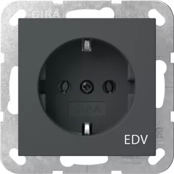 Gira System 55 vtičnica Schuko z napisom EDV, 16 A, čisto bela sijaj 445828