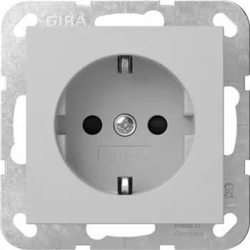 Gira 4453015 vtičnica SCHUKO z zložljivim pokrovom, System 55, prometno siva (RAL 7043)