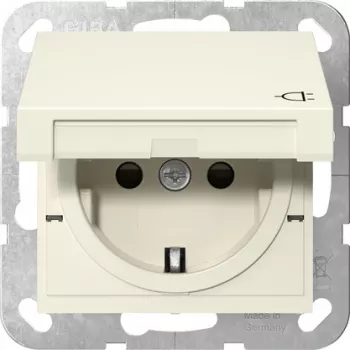 GIRA 441401 vtičnica SCHUKO z zložljivim pokrovom, System 55, kremno bela