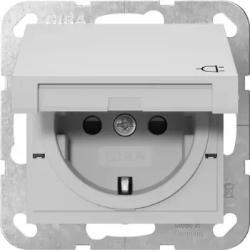 Gira System 55 vtičnica SCHUKO z zložljivim pokrovom, siva 4414015