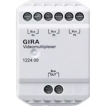 Gira 122400 video multiplekser za domofon, 2-žični bus, 4 vhodi za kamere, za DIN letev, 6 TE
