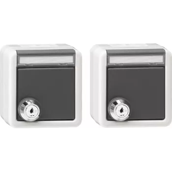 Gira komplet 2x vtičnica SCHUKO s ključavnico in poklopcem, nadometna, IP44, enako zaklepanje, čisto bela 456030