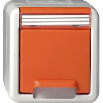 Gira SCHUKO vtičnica z zložljivim pokrovom, nadometna, oranžna 4440309