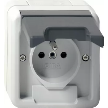 GIRA 448530 vtičnica SCHUKO s poklopcem, čisto bela sijajna