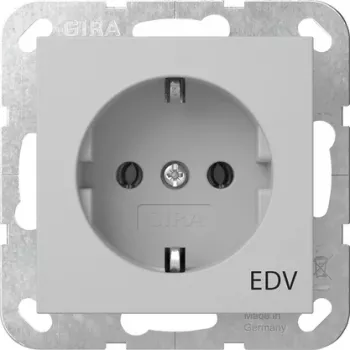 Gira 4458015 vtičnica SCHUKO z napisom EDV-System, čisto bela sijoča