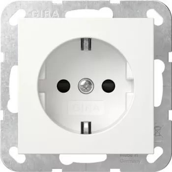 GIRA 475503 vtičnica SCHUKO z orientacijsko LED, povečana zaščita pred dotikom, čisto bela sijoča