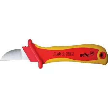 Wiha nož za kable 200 mm s kaveljsko rezino, izoliran 1000V AC, ergonomski večkomponentni ročaj, samopostrežna blister embalaža 38798