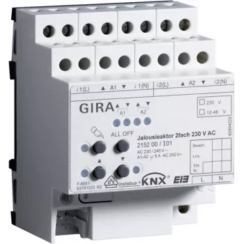 GIRA aktuator za žaluzije/roloje 2-kanalni 230 V AC KNX/EIB DIN letev 215200