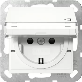 Gira 455703 vtičnica SCHUKO s poklopcem, čisto bela sijaj, System 55