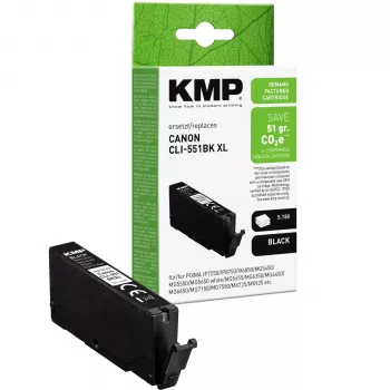 KMP črna kompatibilna kartuša s črnilom za Canon CLI-551 XL BK (velik donos, 11 ml, pribl. 500 strani) 1518,4011
