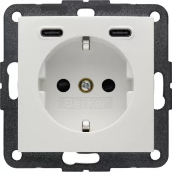 Berker vtičnica SCHUKO z USB-C PD 20W, S.1, polarna bela sijaj 48158989
