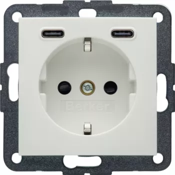 Hager Berker 48151909 vtičnica Schuko z USB-C 20W PD, S.1, polarno bela sijoča