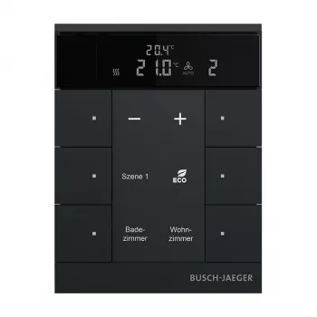 Busch-Jaeger sobni termostat 6-delni, mat črn SBR-F-6.0.11-885 (2CKA006220A0900)