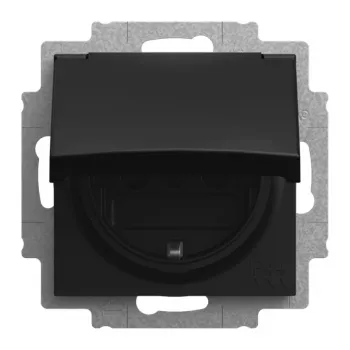 BUSCH-JAEGER SCHUKO vtičnica z zložljivim pokrovom IP44, črna mat 2CKA002013A5538