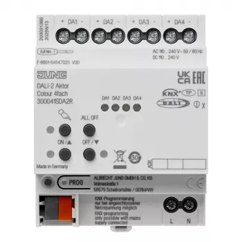 JUNG KNX DALI-2 aktuator barva 4-kratni, DIN letev, 4 TE, Secure (300041SDA2R)