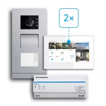 BUSCH-JAEGER 83-2FHA/SET komplet video domofona za dvodružinsko hišo, 2-žični, podometna montaža 2CKA008300A1462