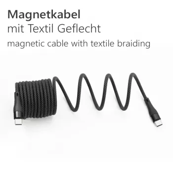 MAXTRACK C532-1L spiralni kabel USB 2.0, USB-A na USB-C, 1 m, črn, pozlačeni kontakti