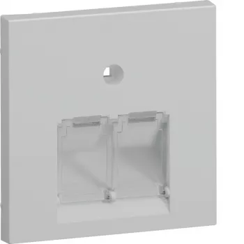 Hager GZUAE2A7035 centralni pokrov za 2 vtičnici UAE/RJ45, svetlo siva RAL 7035
