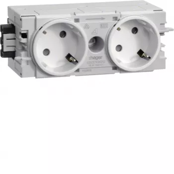HAGER GS20109016 2-kratna 45° C-profil vtičnica prometno bela
