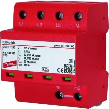 DEHN DSH TT 255 naprava za zaščito pred prenapetostmi tip 2 1+1 polna 230/400V 40kA DIN letev 941310