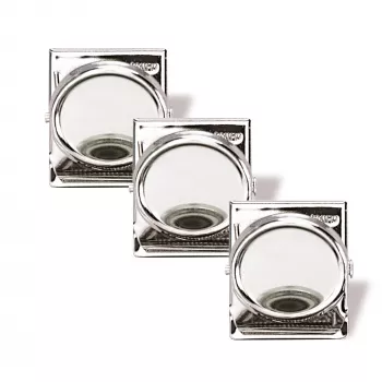 Magnetoplan magnetna sponka 35 mm srebrna paket 3 kosov drži do 26 listov A4 (16670)