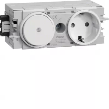 HAGER GS11009016 vtičnica Schuko z izmeničnim stikalom, prometno bela