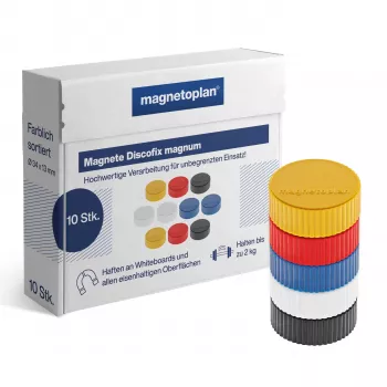 Magnetoplan Discofix Magnum mešani magneti za belo tablo, 34 mm, 10 kosov 1660010