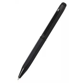 ONLINE SCHREIBGERÄTE Hexagon Stylus kemični svinčnik, črno ohišje, modro črnilo, kapacitivni stylus, vrtljivi mehanizem, srednja linija 21035/3D