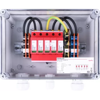 DEHN DCU 2 YPV 1100 2M 1S tip 2 naprava za zaščito pred prenapetostjo za fotovoltaične sisteme, 2 MPPT, 1 string na MPPT, 1100 V DC, ohišje IP65 900921
