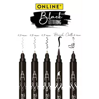 Set akrilnih pisal ONLINE Black Lettering, črn, 5 kosov, 19114
