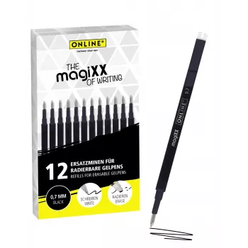 ONLINE magiXX vložek za gel svinčnik črn 0,7 mm, 12 kosov (40168)