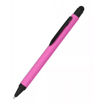 ONLINE SCHREIBGERÄTE ALU Stylus kemični svinčnik roza z modrim črnilom, aluminijasto ohišje, kapacitivni stylus, potisni mehanizem, za ponovno polnjenje, 1 kos (32117/3D)