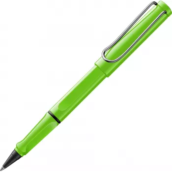 LAMY safari roller svinčnik zelen visok sijaj z ergonomskim oprijemom in kovinsko sponko 1240192