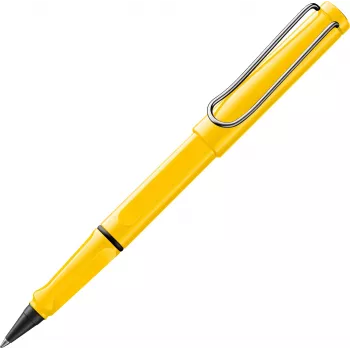LAMY safari roller svinčnik rumen visok sijaj z ergonomskim oprijemom in kovinsko sponko 1240180