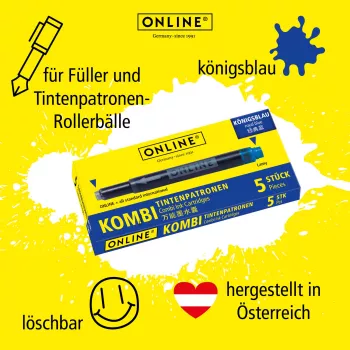 ONLINE Kombi kartuše s črnilom za nalivna peresa modre 40 kosov (70049)