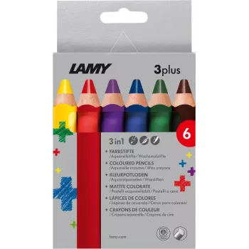 LAMY 3plus barvni svinčniki, set 6 kosov, ergonomski trikotni, ekstra debela nelomljiva mina, mešane barve 1222002