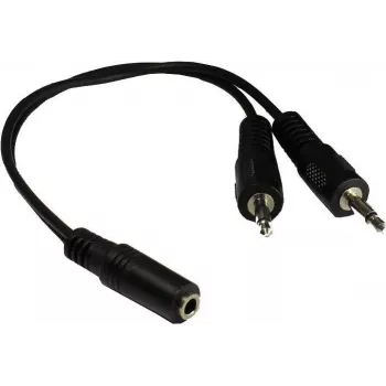 GoodConnections AD-35B2S avdio Y-adapter 3,5 mm stereo vtičnica na 2x RCA mono vtič, 20 cm, nikljan, črn