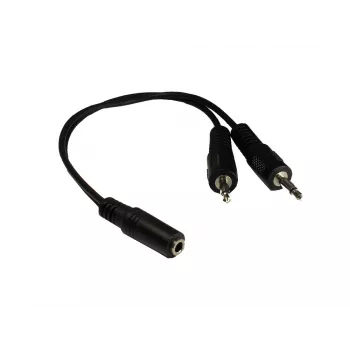 GoodConnections AD-35B2S avdio Y-adapter 3,5 mm stereo vtičnica na 2x RCA mono vtič, 20 cm, nikljan, črn