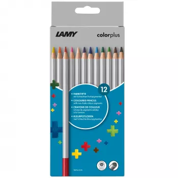 LAMY colorplus trikotni barvni svinčniki, 12 različnih barv, ergonomska trikotna oblika, mat zaključek, kartonska torbica 1233468