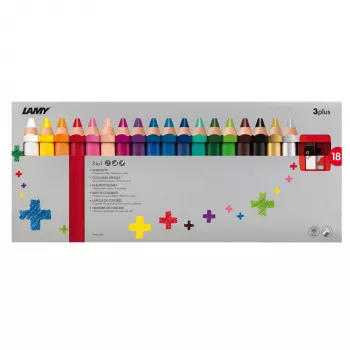 LAMY 3-in-1 barvni svinčniki 3plus, 18-delni set v kartonski torbici – akvarel, voščenka in barvni svinčnik v enem 1223549