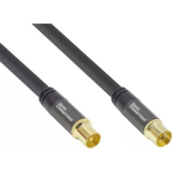 GoodConnections SmartFLEX antenski kabel, IEC koaksialni vtič na vtičnico, pozlačen, štirikratno oklopljen, 120dB, črn, 10m (GC-M2057)