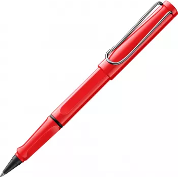 LAMY Safari rollerball pero rdeč visok sijaj s kovinsko sponko in ergonomskim ročajem, vključno z T 10 črnilnim vložkom 1240183