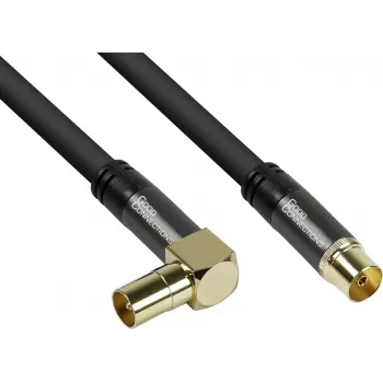GoodConnections SAT antenski kabel SmartFLEX, kotni koaksialni vtič IEC na vtičnico, pozlačen, štirikratno oklopljen, 120 dB oklop, črn, 30 m (GC-M2080)