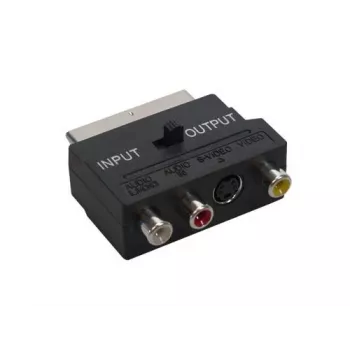 GoodConnections Alcasa 5525-3CU SCART na 3x RCA + S-Video adapter s preklopnikom smeri, črn