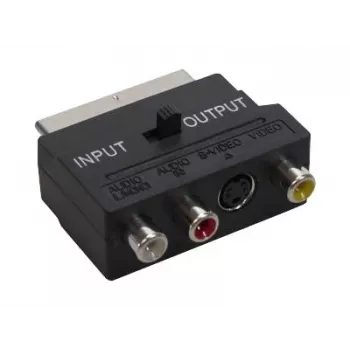 GoodConnections Alcasa 5525-3CU SCART na 3x RCA + S-Video adapter s preklopnikom smeri, črn