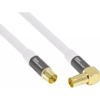 Good Connections GC-M2070 SmartFLEX TV kotni antenski kabel - 30 m - IEC koaksialni vtič pod kotom na vtičnico - štirikratno oklopljen 120dB 75 Ohm - pozlačeni priključki - bel